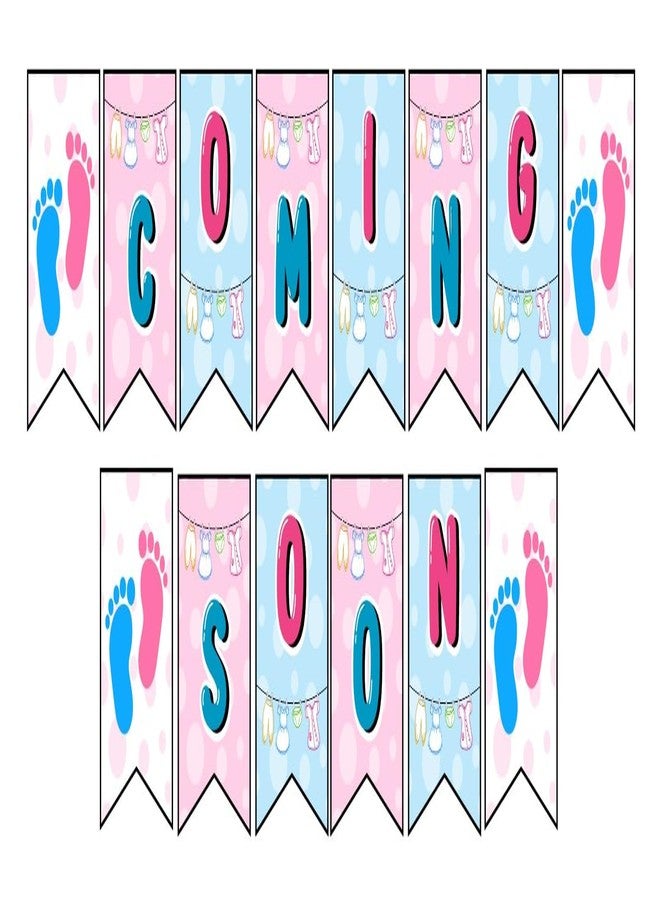 HK Balloons 1Pcs coming soon baby shower decoration Item banner Multicolor Coming Soon Baby Banner For Baby Shower Decoration - Image 1